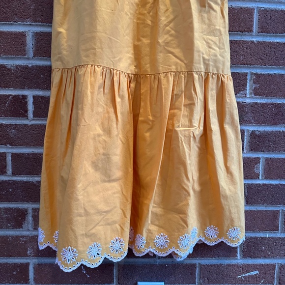 J. Crew Embroidered Scalloped Tiered Midi Dress 0 Marigold - Picture 10 of 14